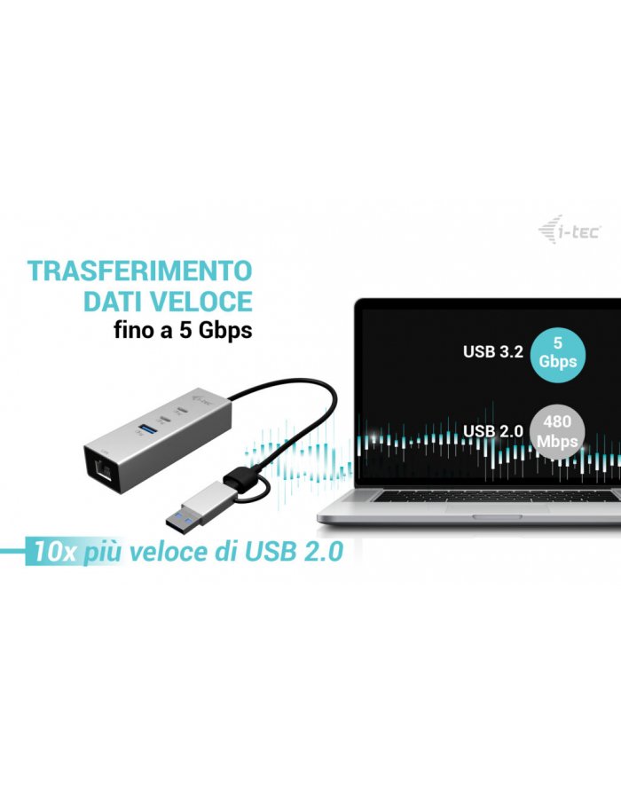 i-tec Hub metalowy USB-C/USB-A 3 2x USB-C/1x USB-A / 2.5GLAN CAMETALG325HUB