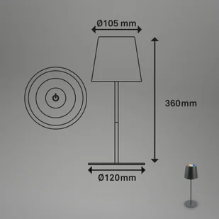 Briloner Lampa stołowa LED 7507015, antracyt RGBW IP44 ściemniacz dotykowy - Lampy stojące - miniaturka - grafika 1