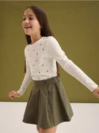 Sukienki i spódniczki dla dziewczynek - Reserved - Bawełniana spódnica - zielony - miniaturka - grafika 1