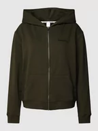 Bluzy damskie - Bluza rozpinana z wyhaftowanym logo - miniaturka - grafika 1