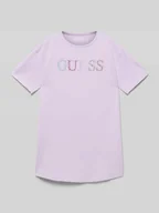 Koszulki dla dziewczynek - T-shirt z obszyciem z kamieni stras - miniaturka - grafika 1
