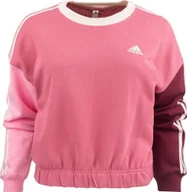 Bluzy damskie - Adidas Bluza damska adidas Essentials 3-Stripes Crop różowa IC9875 L - miniaturka - grafika 1