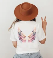 Koszulki i topy damskie - biała koszulka damska ze skrzydłami skrzydła5 - miniaturka - grafika 1