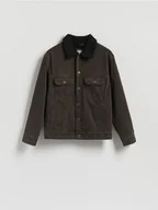 Kurtki męskie - Reserved - Jeansowa kurtka sherpa - brązowy - miniaturka - grafika 1