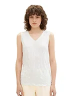 Koszulki i topy damskie - TOM TAILOR Damski top ze strukturą marszczenia, 10315 - Whisper White, XXL - miniaturka - grafika 1