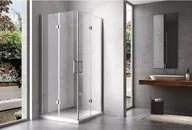 Kabiny prysznicowe - HYDROSAN Kabina prysznicowa kwadratowa narożna 100x100x195 drzwi podwójne składane chrom szkło transparentne uniwersalna z powłoką Nano Glass KZ08D-100 - miniaturka - grafika 1