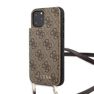 Guess 4G Crossbody - Etui z kieszeniami na karty i odpinaną smyczką iPhone 11 Pro Brown - Etui i futerały do telefonów - miniaturka - grafika 1