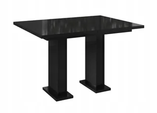 Stół rozkładany kuchenny czarny biały połysk 80 x 120 160 x 76 cm - Stoły - miniaturka - grafika 1