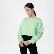 Bluzy sportowe damskie - Damska bluza crop top do jogi 4F 4FSS22TFSWF121 - zielona - miniaturka - grafika 1