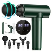 Masażery - Pistolet do masażu mięśni J-Style zielony 2600 mAh 30 prędkości 6 głowic - miniaturka - grafika 1