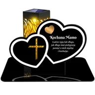 Lampiony i znicze - ZNICZ SOLARNY LED WIECZNY PODSTAWKA NA CMENTARZ GRÓB lampka Serce 3D DLA MAMY - miniaturka - grafika 1