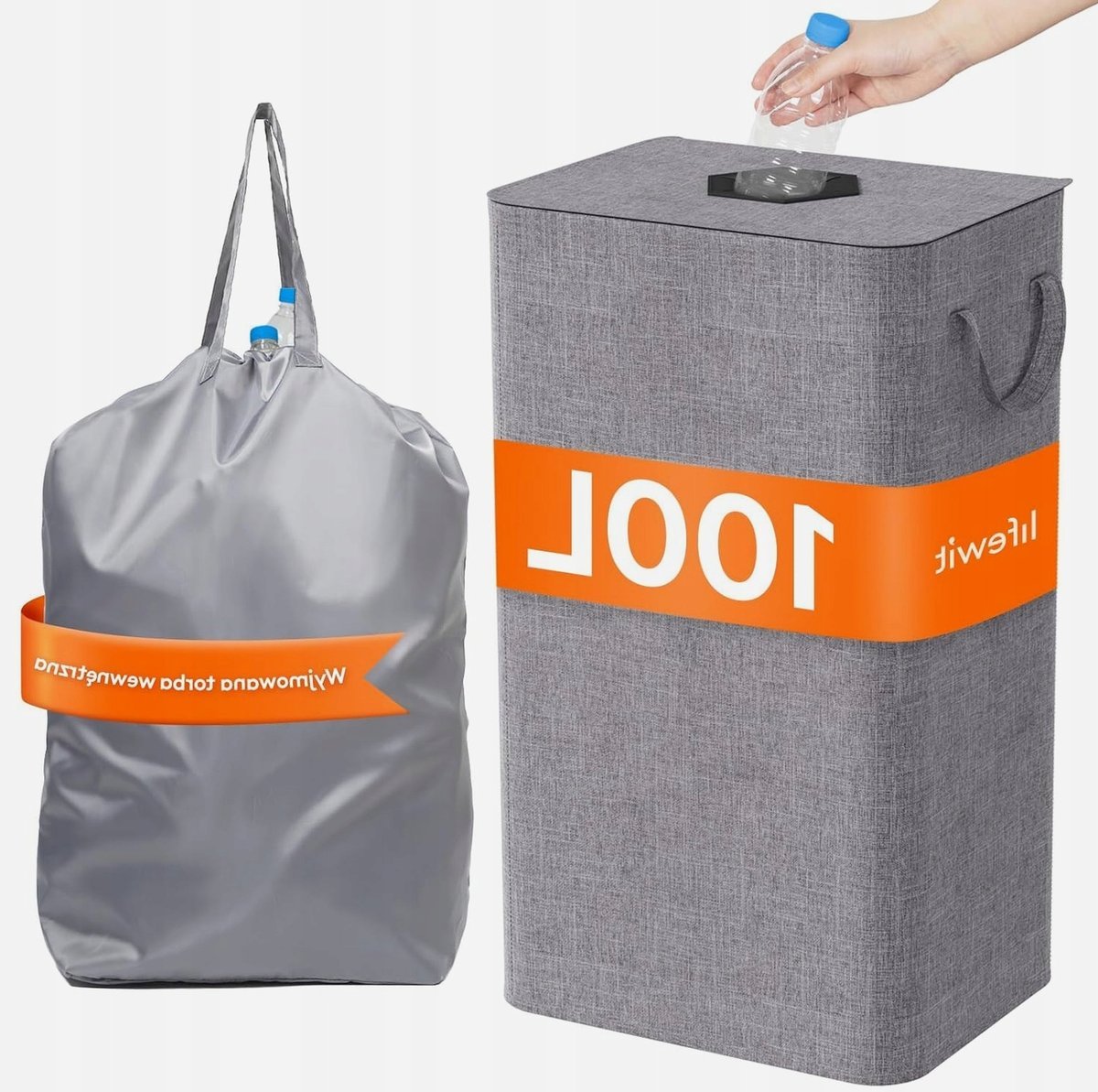 Kosz 100l na butelki plastik papier trwały wygodny recykling