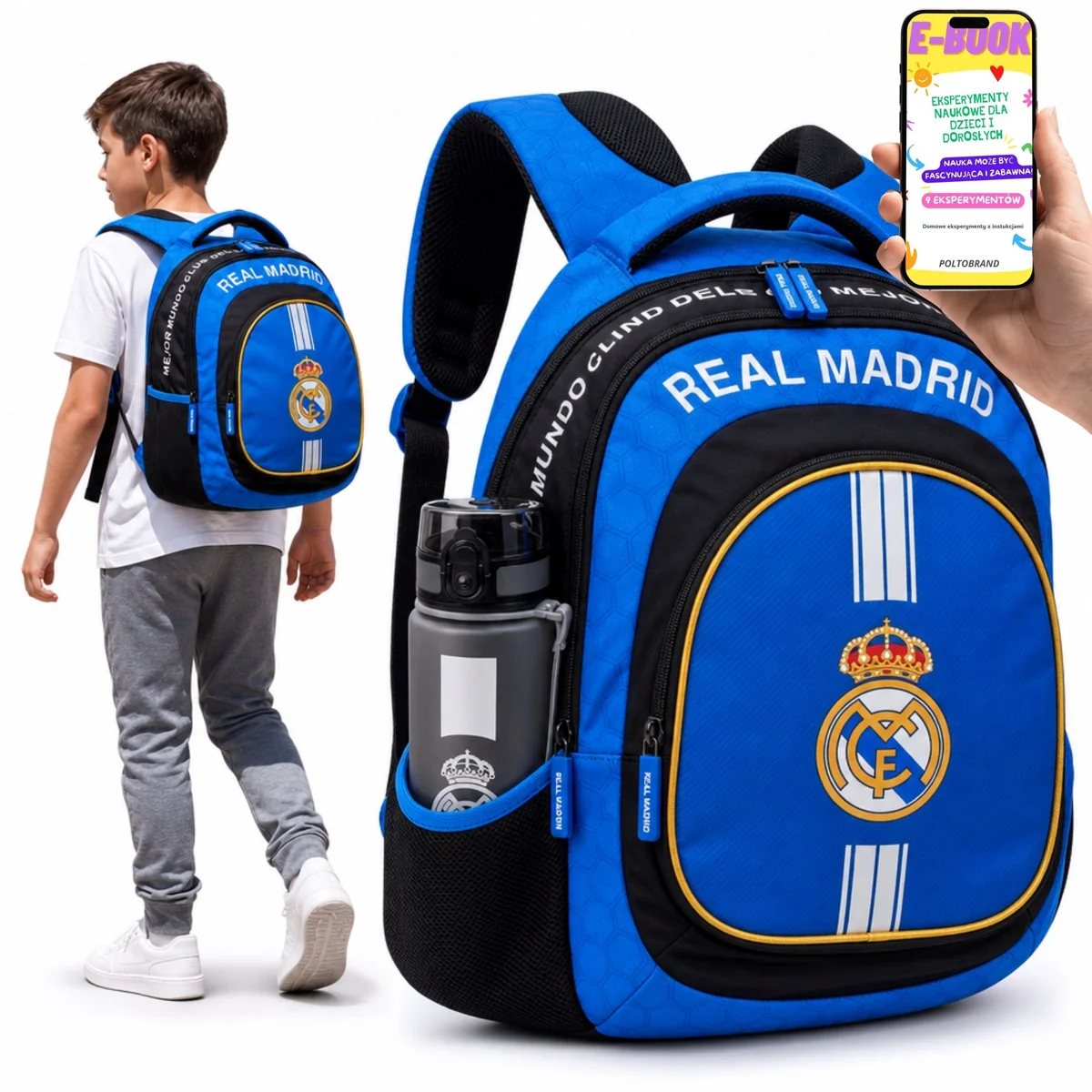 Plecak Szkolny REAL MADRID 3 Komory A4 Ergonomiczny Odblaski + E-BOOK