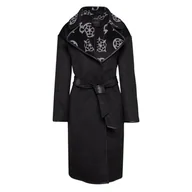 Płaszcze damskie - Damski płaszcz GUESS LUDOVICA LOGO WRAP COAT W3BL18WFQT0-FJ1T – Czarny - miniaturka - grafika 1