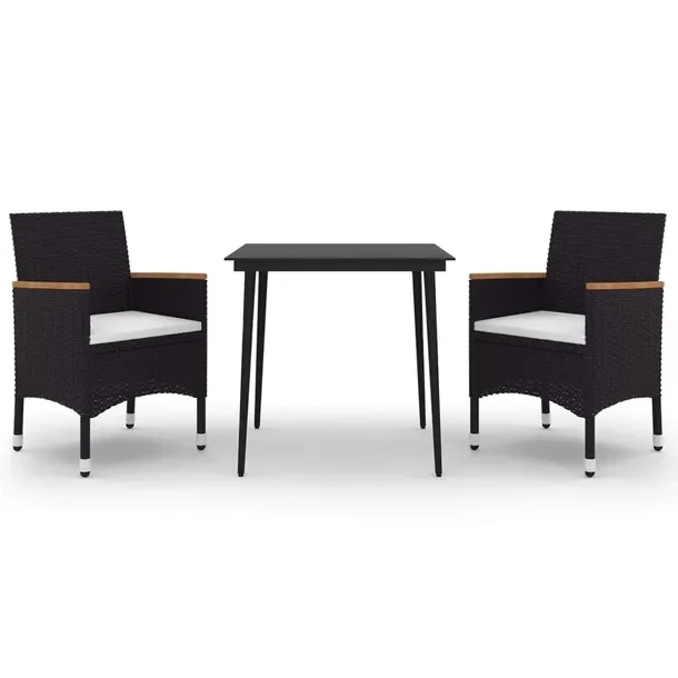 Zestaw Mebli Ogrodowych Rattan PE Czarny, Stół 80x80x74 cm, Krzesła 61x6