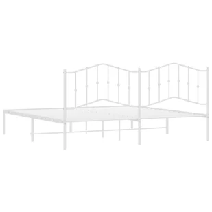 Metalowa rama łóżka z wezgłowiem, biała, 193x203 cm Lumarko! - Łóżka - miniaturka - grafika 8