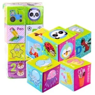 Klocki kostki kolorowe zwierzęta 8el - Klocki - miniaturka - grafika 1