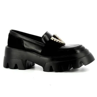 Czarne mokasyny na platformie CARINII - Carinii - Mokasyny damskie - miniaturka - grafika 1