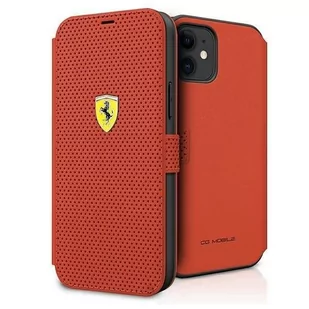 Ferrari FESPEFLBKP12SRE iPhone 12 mini 5,4" czerwony/red book On Track Perforated FER000434 - Etui i futerały do telefonów - miniaturka - grafika 1