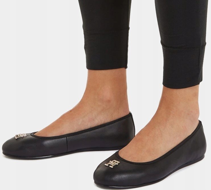 Tommy Hilfiger Baleriny Skórzane Damskie Czarne 41 Ż4C