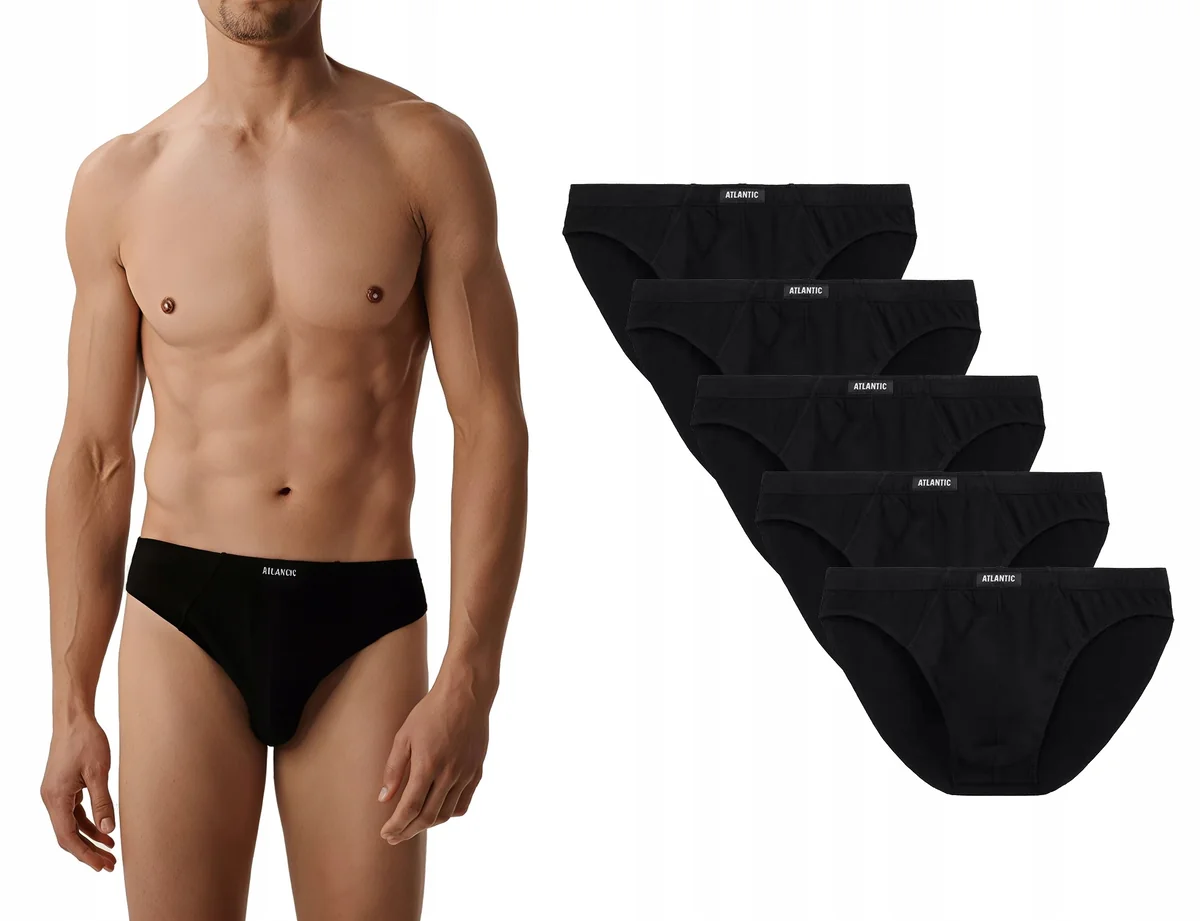 ATLANTIC Slipy męskie sportowe 100% bawełna 5BMP-322-CZA 5-PACK XXL
