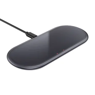 Crong Dual Fast Wireless Charger - Bezprzewodowa ładowarka indukcyjna Qi 2x15W (Shadow Black) - Ładowarki do telefonów - miniaturka - grafika 5