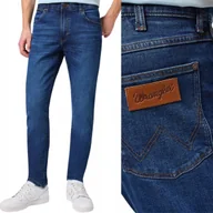 Spodnie męskie - Wrangler LARSTON SLIM Harvey DOPASOWANE ZWĘŻANE CIEMNY DżINS W30 L32 - miniaturka - grafika 1
