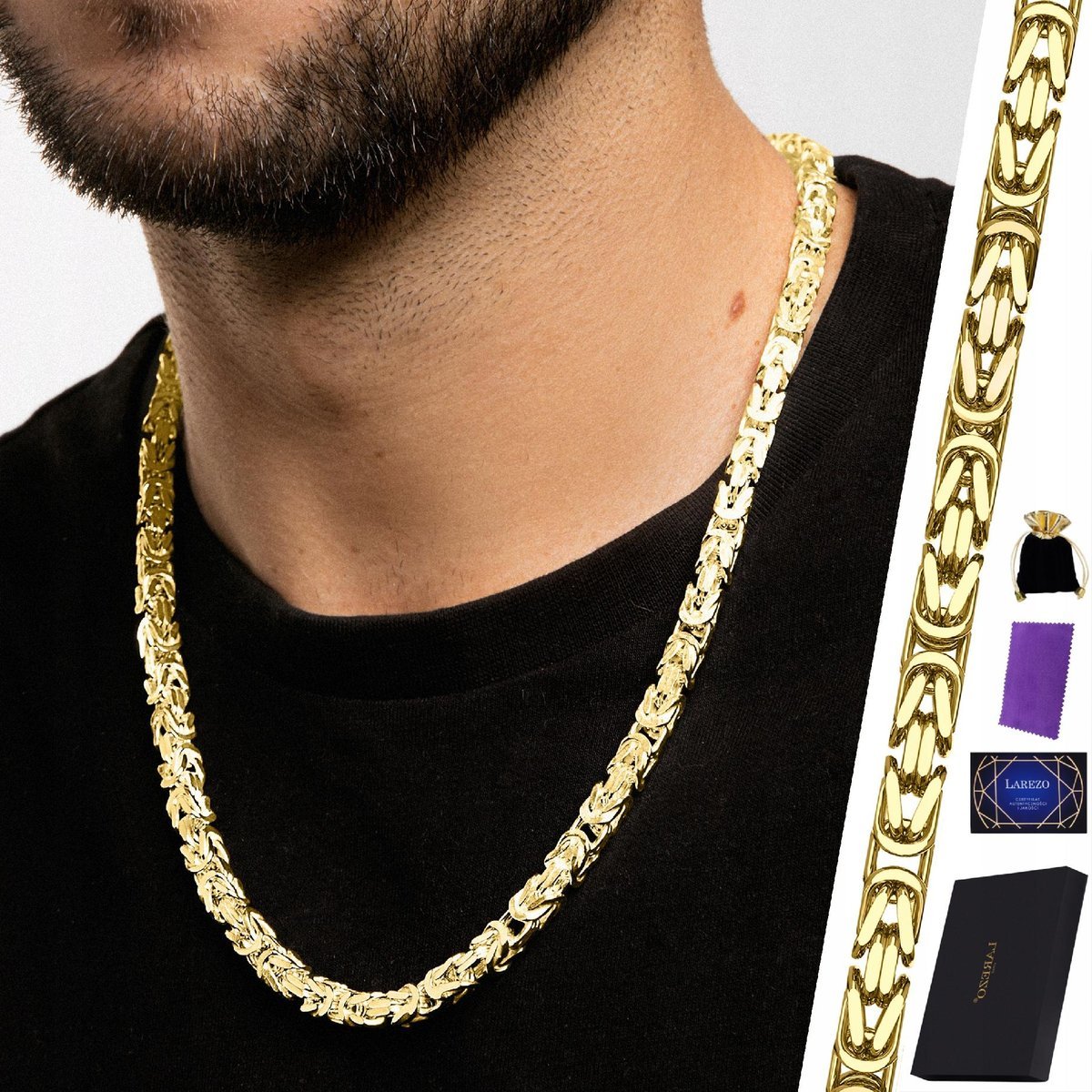 ZŁOTY ŁAŃCUSZEK 999 MĘSKI SPLOT KRÓLEWSKI DŁUGI PEŁNY GRUBY 50cm SREBRO 925