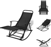 Fotele i krzesła ogrodowe - vidaXL Składany ogrodowy fotel bujany czarny - Krzesła ogrodowe - miniaturka - grafika 1