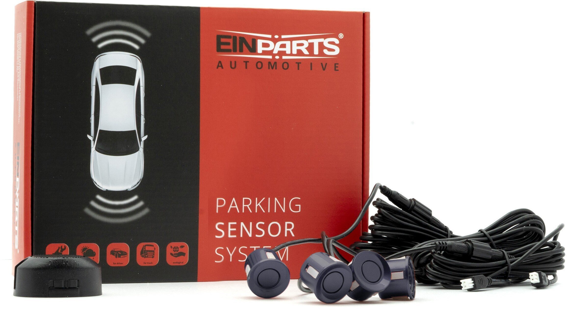 Einparts Automotive EINPARTS ZESTAW CZUJNIKÓW PARKOWANIA 4 SENSORY TYŁ DO SAMOCHODU Z CENTRALKĄ