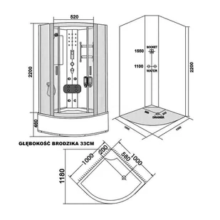 Calbati Kabina prysznicowa z hydromasażem (wymiary: 100*100*220 cm) 96881286 - Pozostałe wyposażenie warsztatu - miniaturka - grafika 12