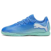 Buty dla dziewczynek - PUMA Dziecięce buty piłkarskie Future 7 Play It Jr unisex, Hyperlink Blue Mint PUMA White, 32.5 EU - miniaturka - grafika 1