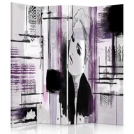 Parawany - Parawan dwustronny obrotowy FEEBY, Kobieta Abstrakcja Fiolet 145x170 - miniaturka - grafika 1