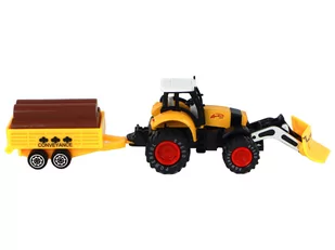 Traktor Z Przyczepą Koparka Spychacz Maszyna Rolnicza Żółta - Samochody i pojazdy dla dzieci - miniaturka - grafika 3