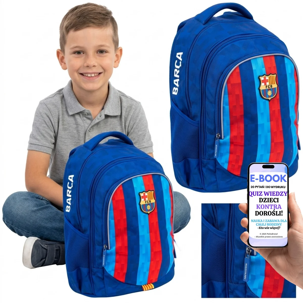 PLECAK BARCELONA DLA PIŁKARZA Szkolny FCB dla Ucznia Chłopca z Elementami Odblaskowymi Duży A4 + E-BOOK-2
