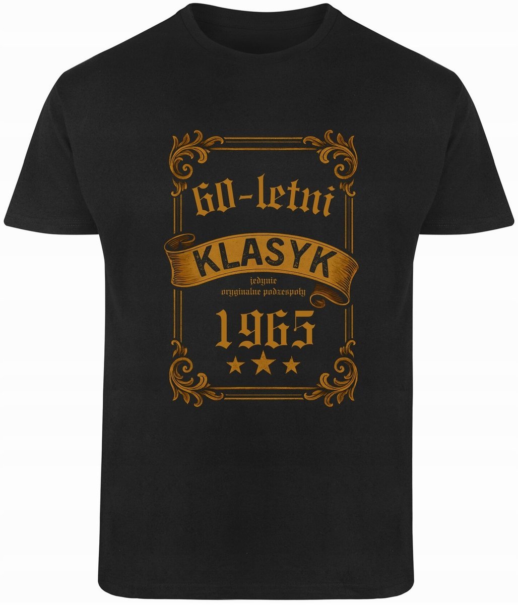 Koszulka dla 60 latka Prezent urodzinowy Klasyk Vintage czarna R-XXL A975