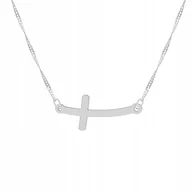 Łańcuszki - Łańcuszek srebrny naszyjnik 925 Krzyżyk Religia - miniaturka - grafika 1