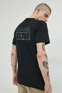 Koszulki męskie - Converse t-shirt bawełniany kolor czarny z nadrukiem - grafika 1