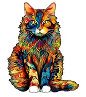 Puzzle - Puzzle Drewniane Kolorowy Kot Kotek Dla Dzieci Dorosłych - miniaturka - grafika 1