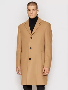 Płaszcze męskie - Calvin Klein Płaszcz wełniany Crombie K10K107914 Beżowy Regular Fit - grafika 1