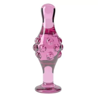 Korki analne - Lovetoy 4.5&quot; Glass Romance - korek analny ze szkła różowy - grafika 1