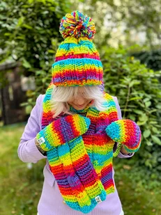 SZAL ręcznie robiony Tęcza szalik - Apaszki i szaliki damskie - miniaturka - grafika 1