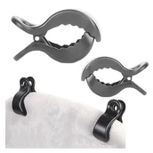 Akcesoria do wózków - Klips Do Wózka Uchwyt Klamerka Do Mocowania Zaczep 2 Sztuki Czarny - miniaturka - grafika 1