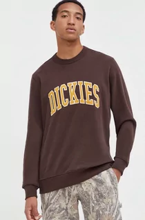 Bluzy męskie - Dickies bluza bawełniana męska kolor brązowy z aplikacją - grafika 1