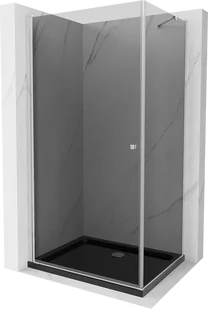 Mexen Pretoria kabina prysznicowa uchylna 80x120 cm, grafit, chrom + brodzik Flat, czarny - 852-080-120-01-40-4070 - Kabiny prysznicowe - miniaturka - grafika 1