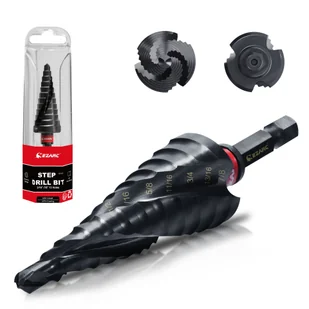 TEMU Wiertło stopniowe z powłoką tytanu i aluminium, stal szybkotnąca M35 z kobaltu, spiralny design C-, 3/16"-7/8" do metali, stali nierdzewnej, - Inne - miniaturka - grafika 1