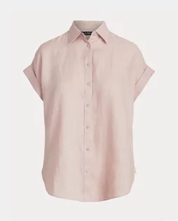 Koszule damskie - LAUREN BY RALPH LAUREN Lniana koszula z krótkimi rękawami Dolman rozmiar L - grafika 1