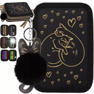 PIÓRNIK TRZYKOMOROWY Z WYPOSAŻENIEM DLA DZIEWCZYNKI ZŁOTE KOTKI SERCE - Piórniki PIÓRNIK TRZYKOMOROWY Z WYPOSAŻENIEM DLA DZIEWCZYNKI ZŁOTE KOTKI SERCE - Piórniki - miniaturka - grafika 1