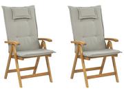 Fotele i krzesła ogrodowe - Lumarko Zestaw 2 Krzeseł Ogrodowych Składany Drewno Akacjowe Z Poduszkami Beżowymi Java - miniaturka - grafika 1