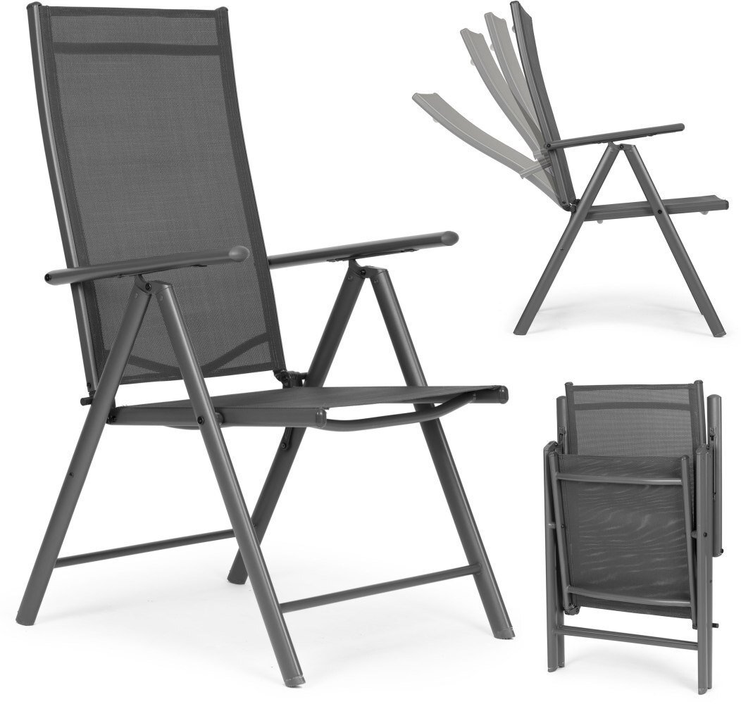 Majowo Krzesło ogrodowe składane stalowe z regulacją oparcia szare MultiGarden EDUKAMP